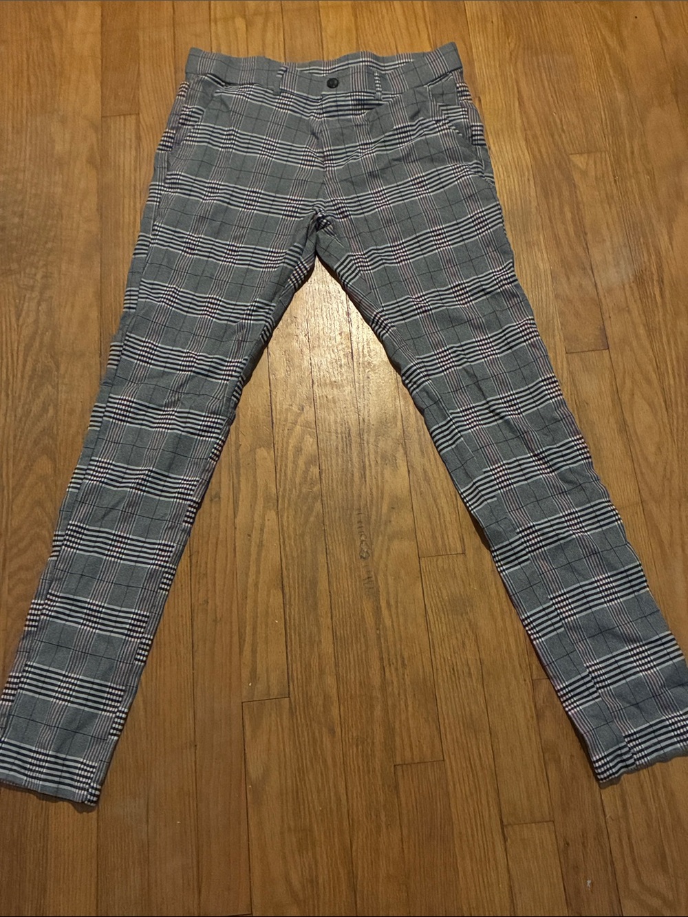 Slim Plaid Skinny Pants in Gray